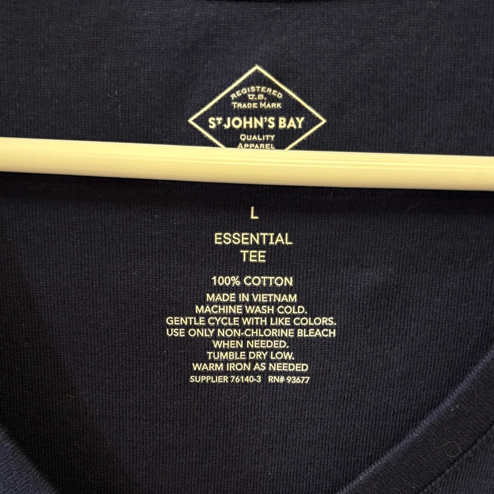 St. John's Bay Navy V-Neck Short Sleeve Tee - Picture 2 of 8